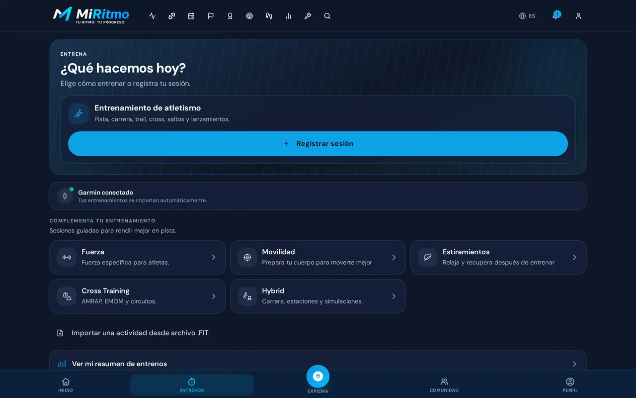 Página Entrena con todas las modalidades en el ordenador