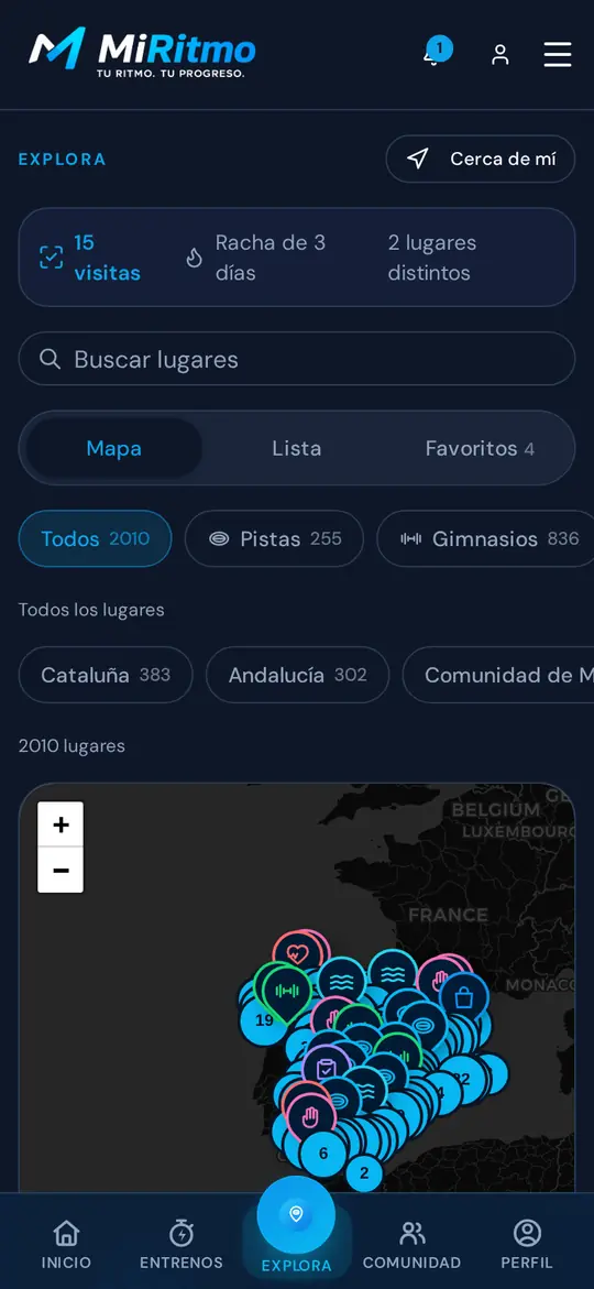 Mapa de Explora en el móvil