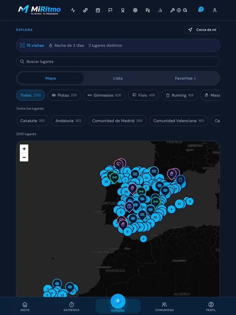 Mapa de Explora en la tablet