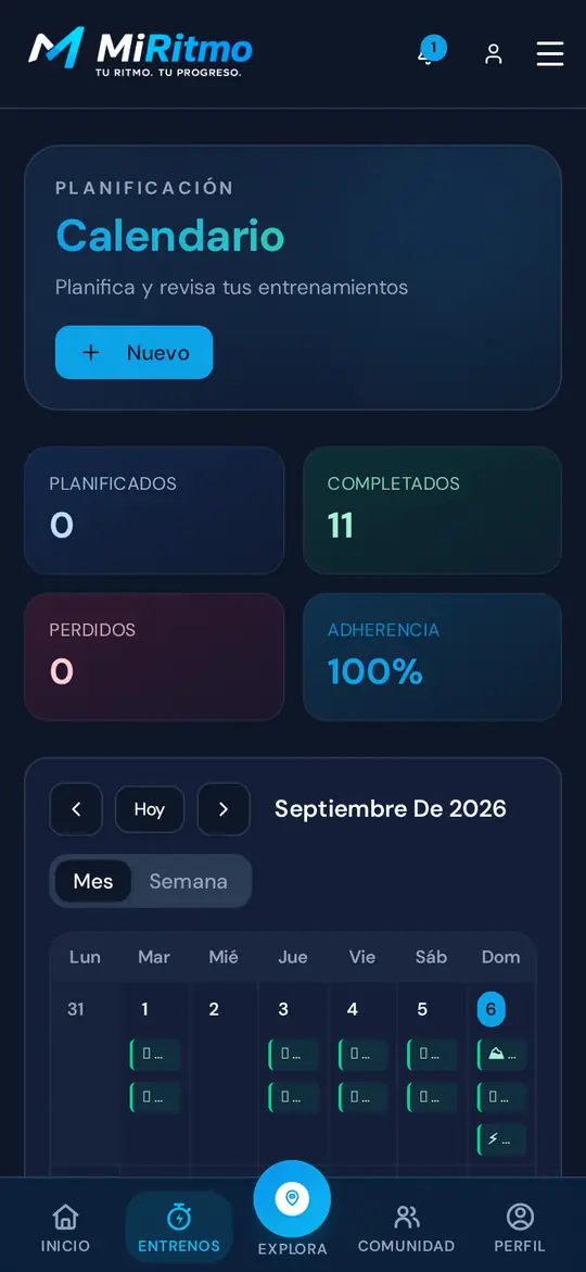 Planificador semanal en el móvil