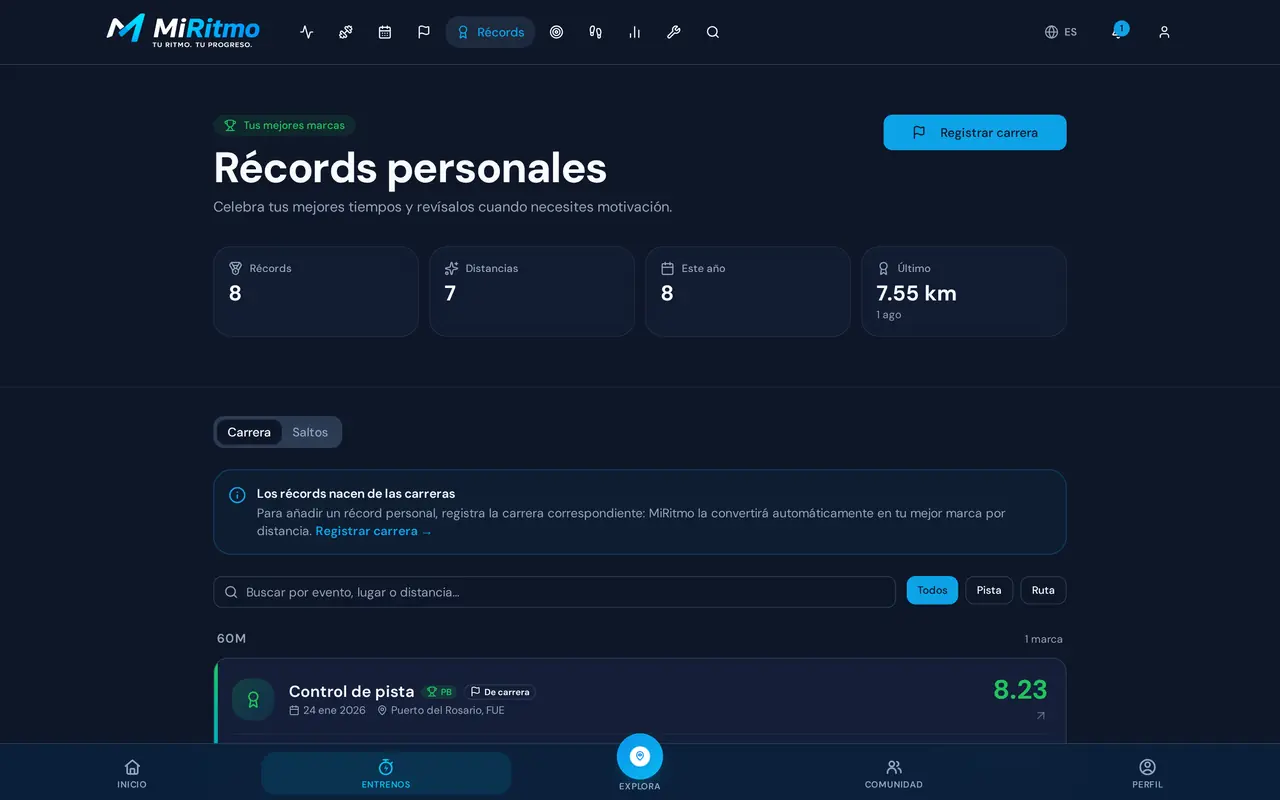 Récords personales en el ordenador